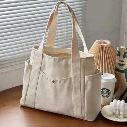 EverydayEase Multi-Pocket Canvas Tote