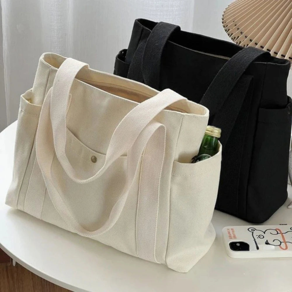 EverydayEase Multi-Pocket Canvas Tote