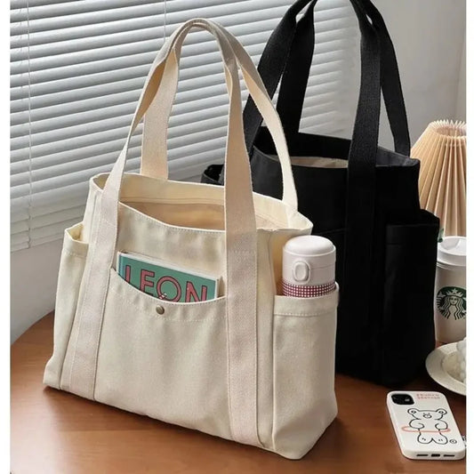 EverydayEase Multi-Pocket Canvas Tote